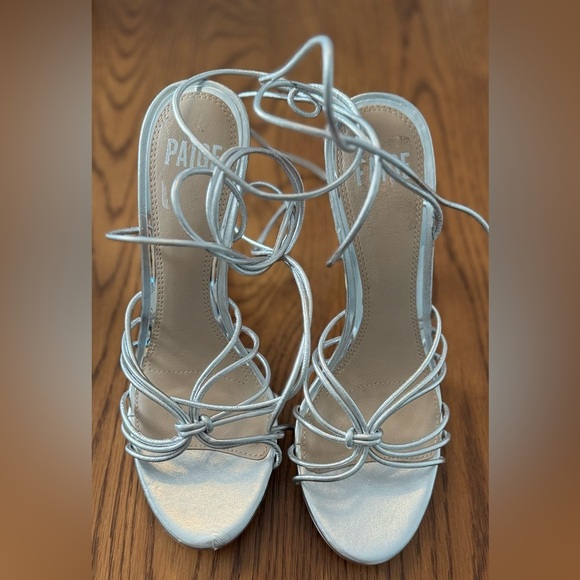 NWT Paige Silver Strappy High Heel Sandals size 8 - Picture 5 of 10